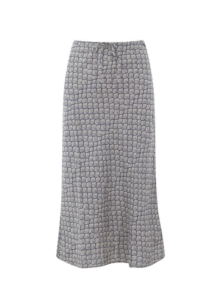 avery hemp midi skirt in navy sea shell
