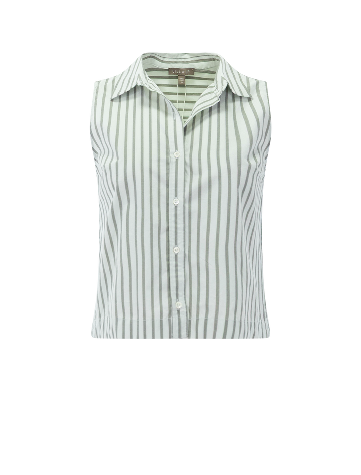 striped sleeveless shirt in pool stripe