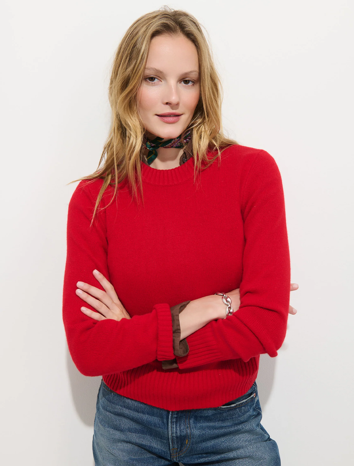 marais cashmere sweater in bright red