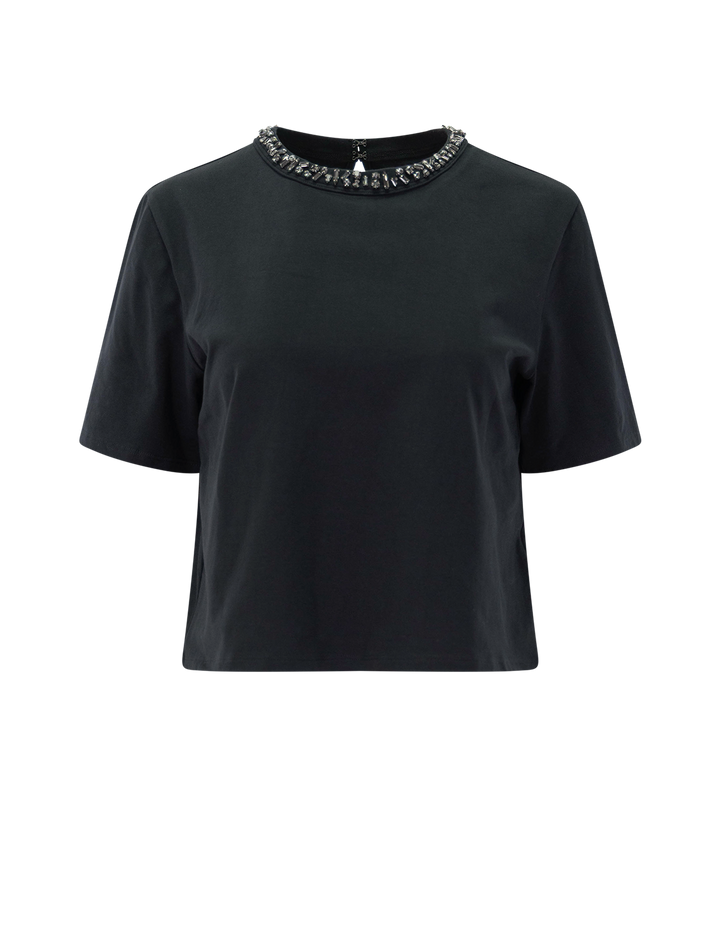 sebastian jewel neck tee in black