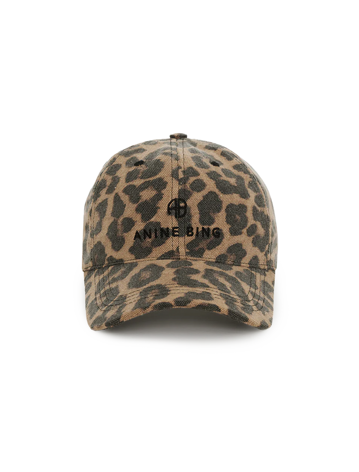 jeremy baseball cap in black and brown leopard