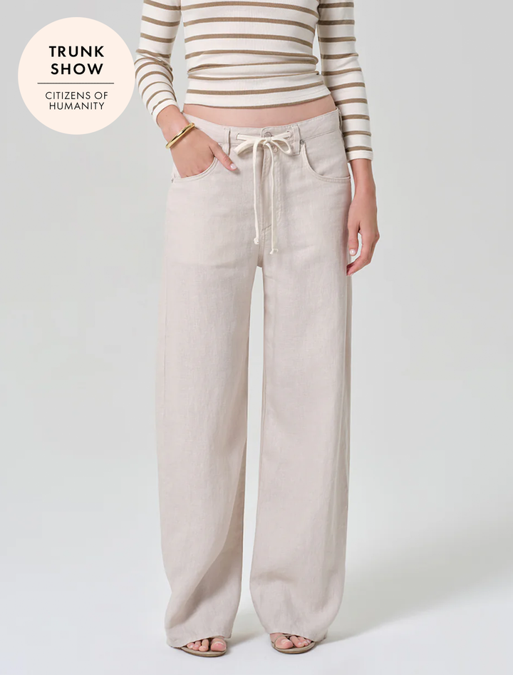 brynn drawstring trouser in pale stone