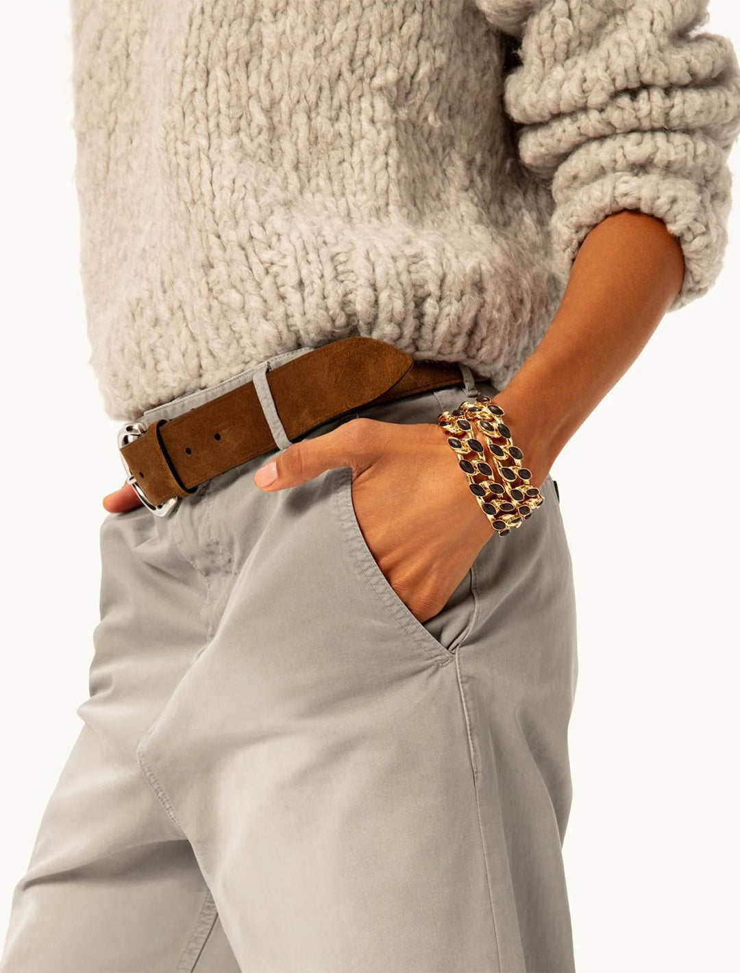 the studded wood link bracelet