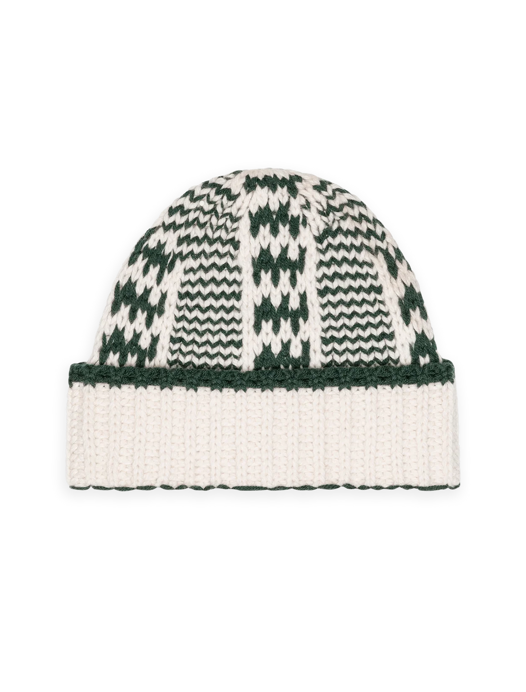 chalet beanie in cream and forest