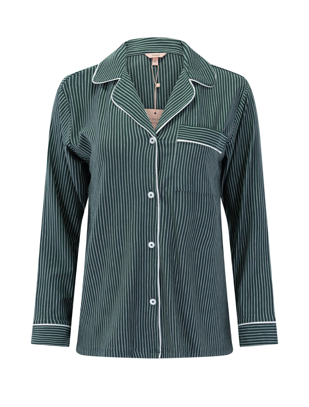 gisele pajama set in holly pine and ivory stripe print