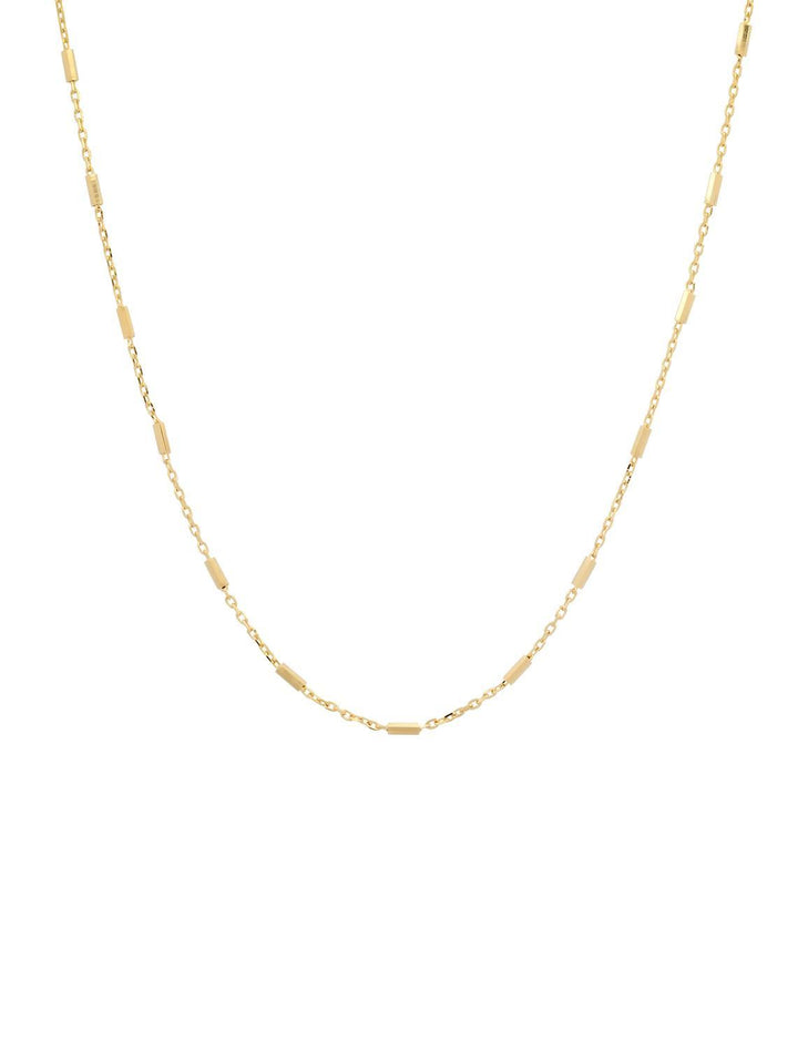 bar and link chain necklace in gold
