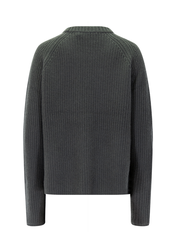cashmere fishermans sweater in pewter green