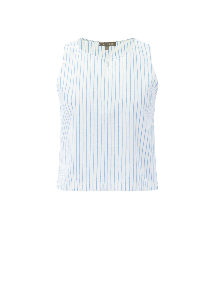 sleeveless zip top in capri stripe