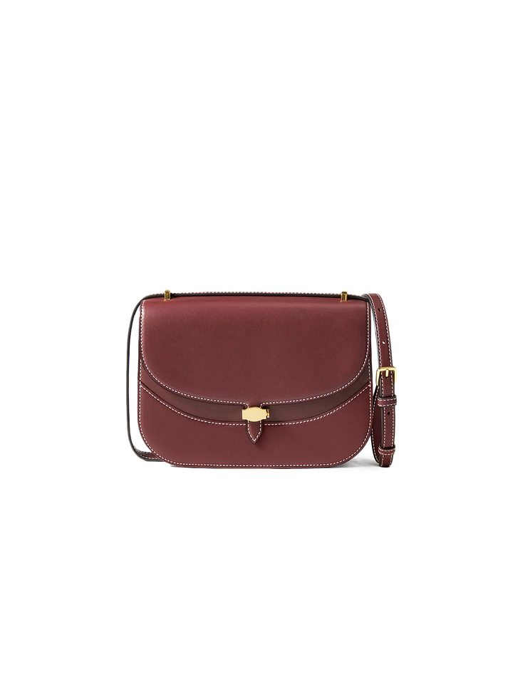 dash saddle bag in burgundy leather
