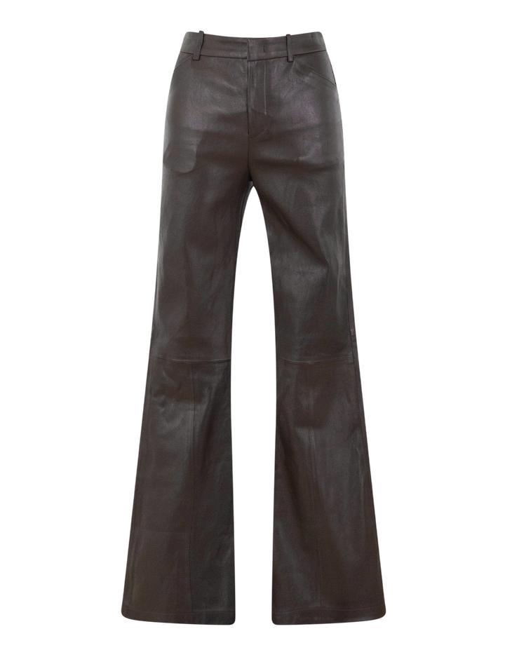 leather flare in smoked truffle