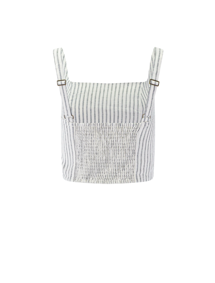 zoe hemp tank in cream and navy stripe