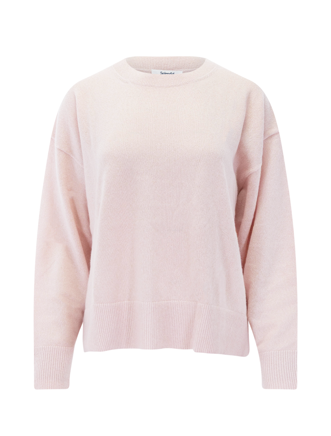 tori cashmere crewneck sweater in pink sparkle