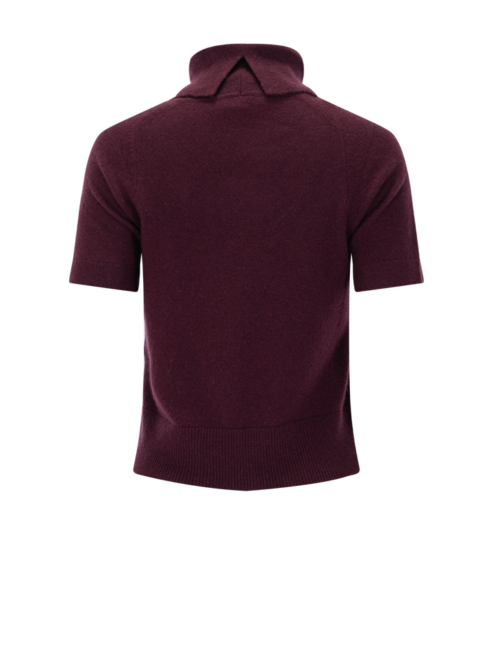tori cashmere short sleeve sweater in merlot
