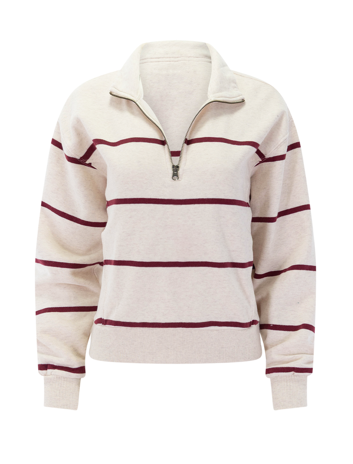 cloud 9 fleece half zip in oatmeal stripe