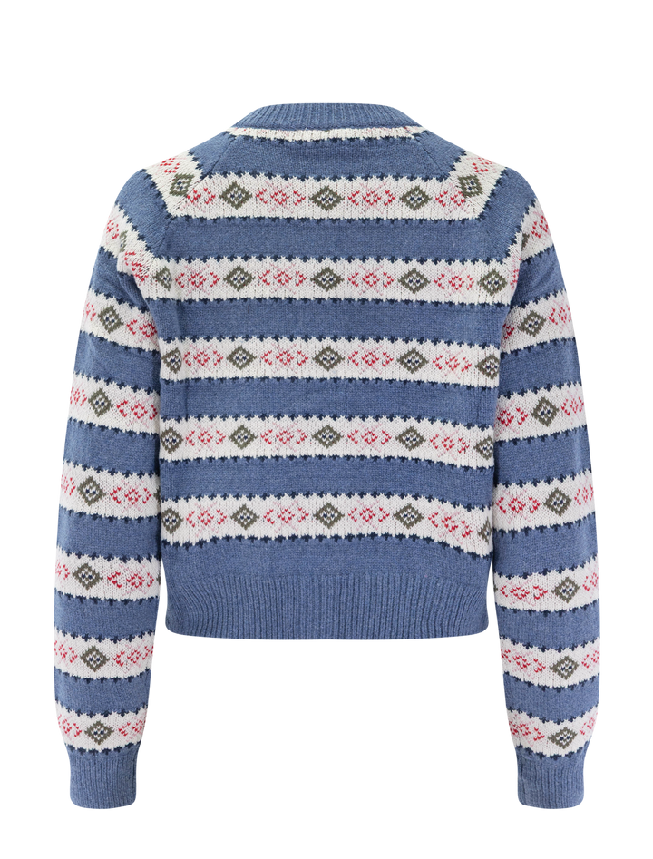 fiorella fair isle cardigan in french blue