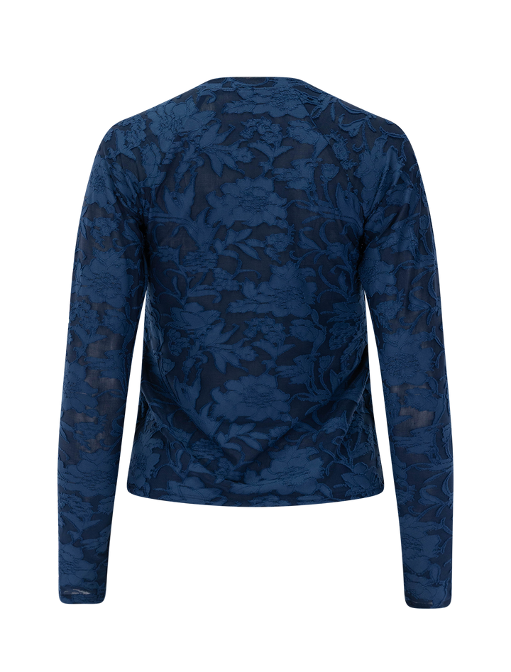 cecelia floral long sleeve tee in dark navy