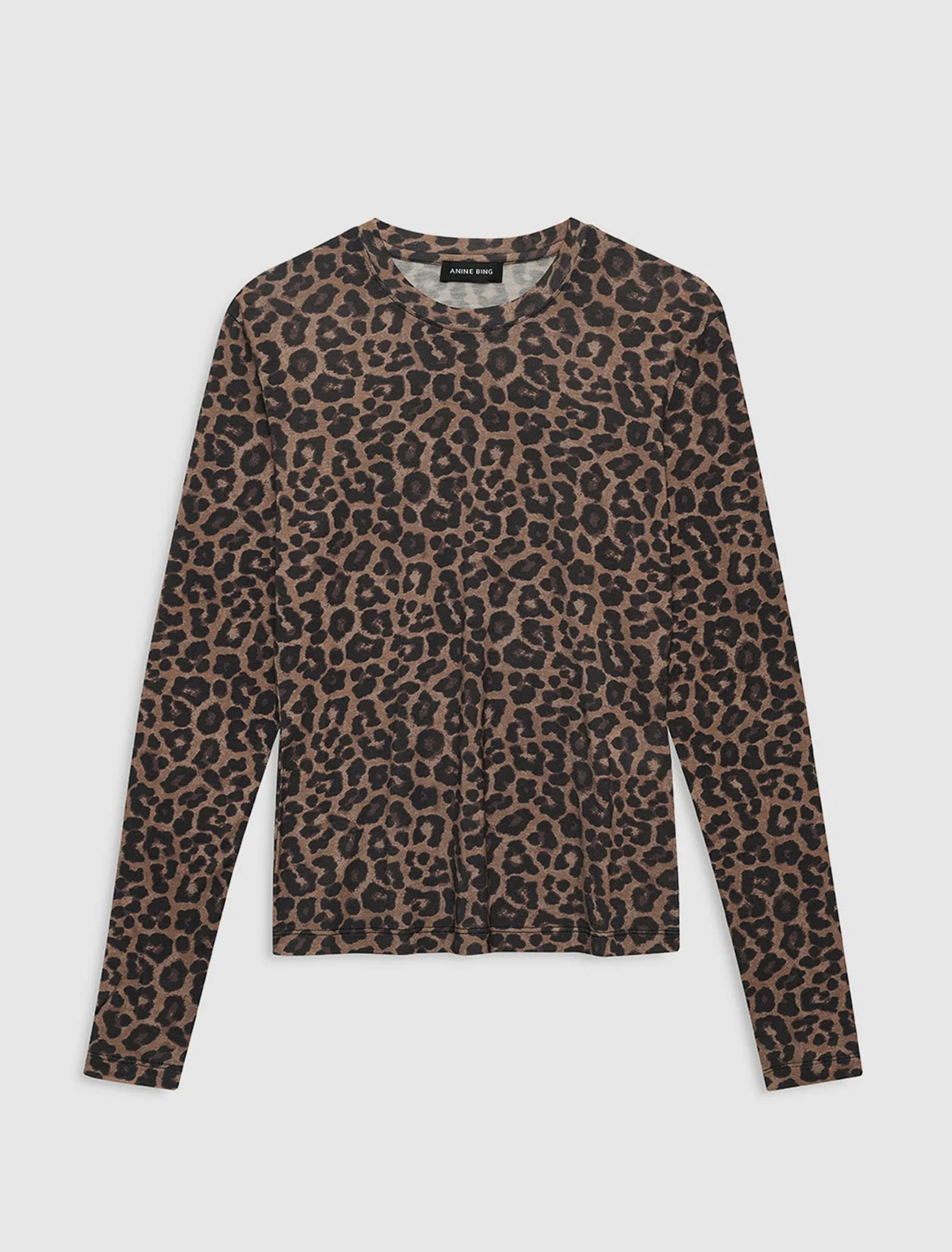 sylvie long sleeve tee in black and brown leopard