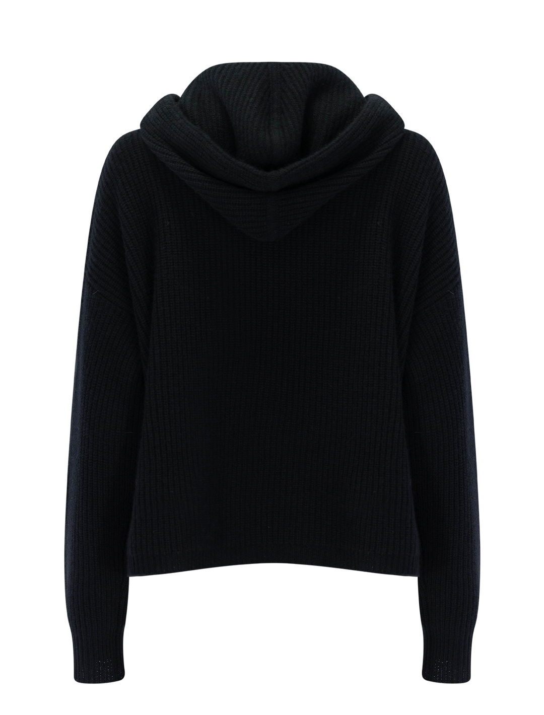 cashmere fisherman hoodie in black