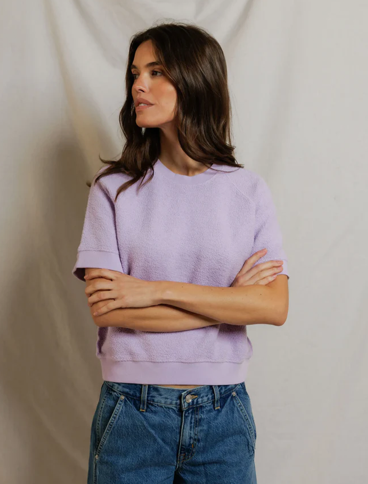 kennedy short sleeve fleece sweatshirt in ultraviolet
