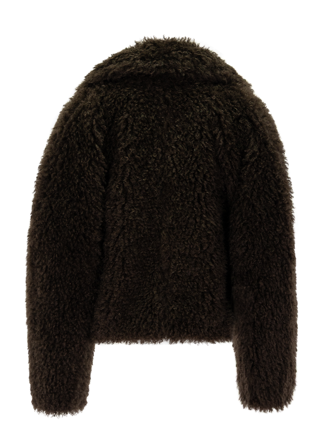 faux fur cropped jacket in pinewood