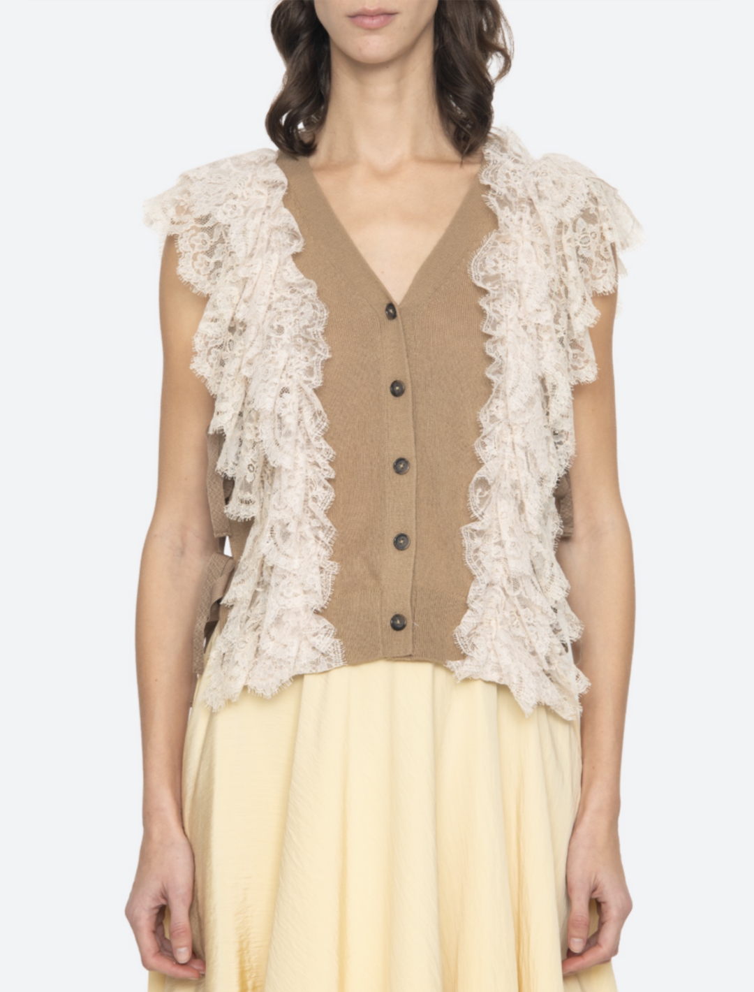 lisette solid sweater vest in khaki
