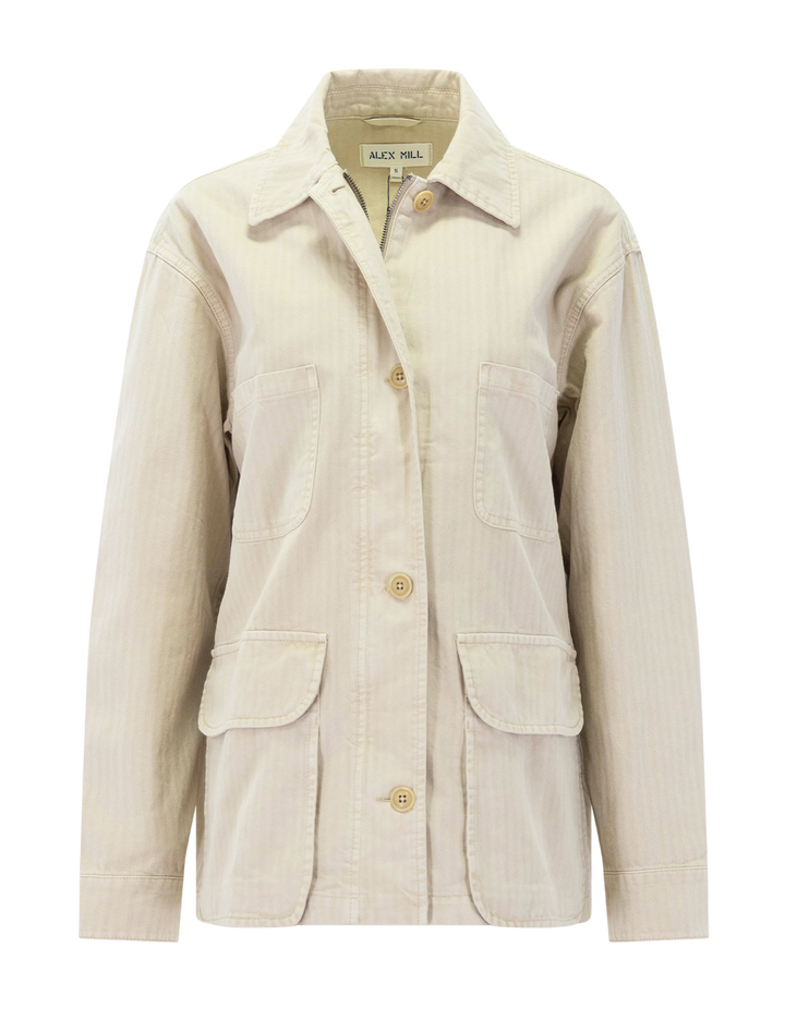 painter jacket in sand herringbone