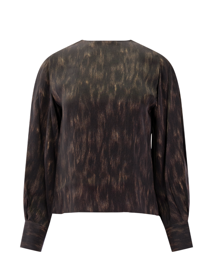 raglan tie neck top in cinderwood