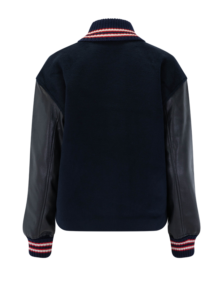 scarlet varisty jacket in salute