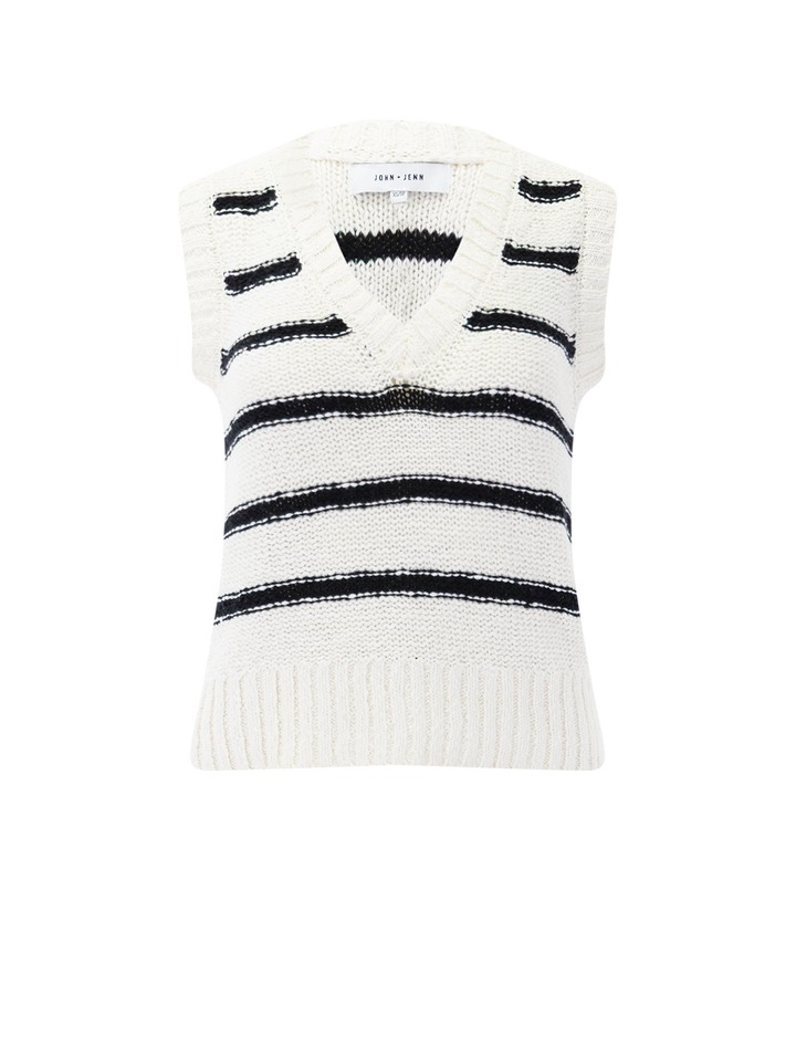 talon knit vest in sailor stripe
