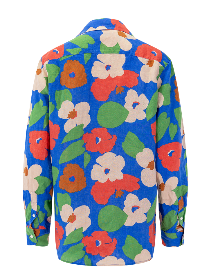 eileen in bright blue floral