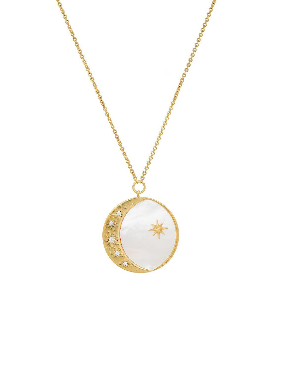 pearl star and moon coin necklace