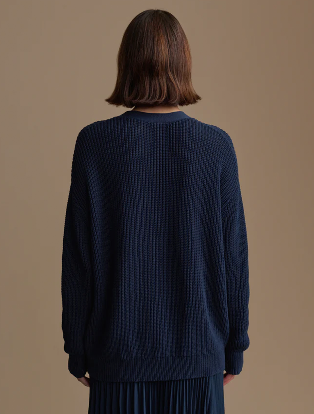 cotton cocoon cardigan in navy