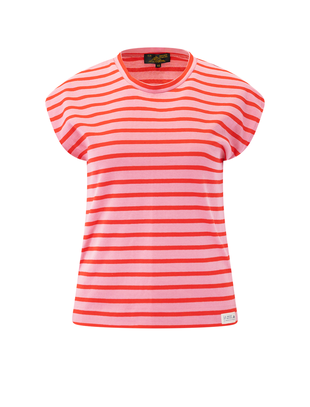theoxane mariniere tee in pink and red stripe