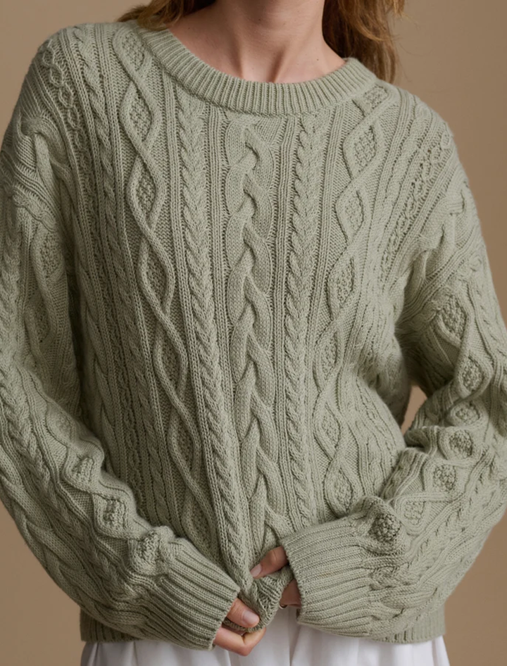 aire crewneck sweater in sage