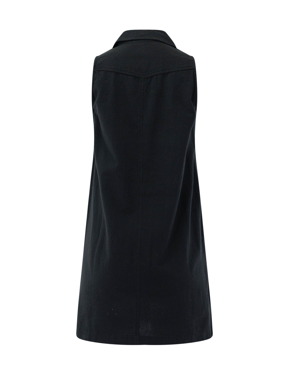 sleeveless pleat pocket dress in black