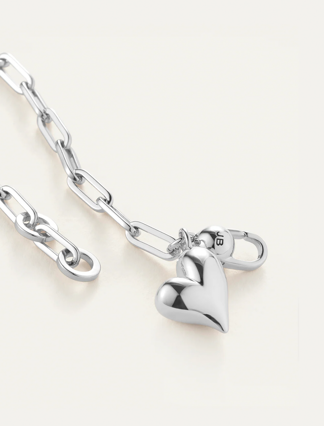 puffy heart bracelet in silver