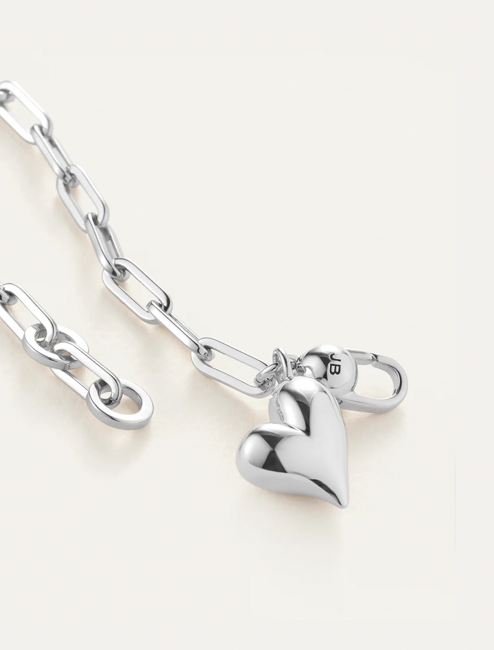 puffy heart bracelet in silver