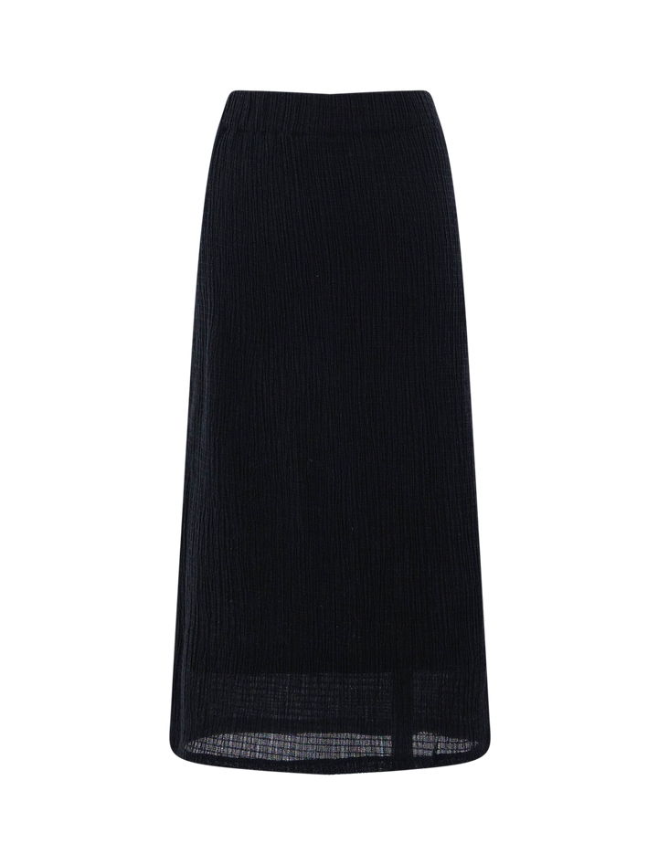 shadow grid midi skirt in black
