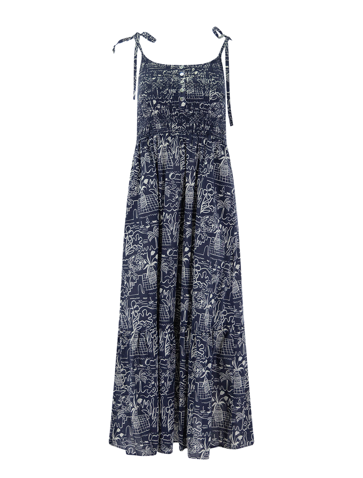 carmen smocked dress in flores print
