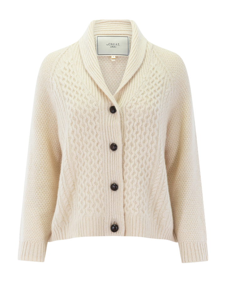 the cashmere cable lodge cardigan in cream