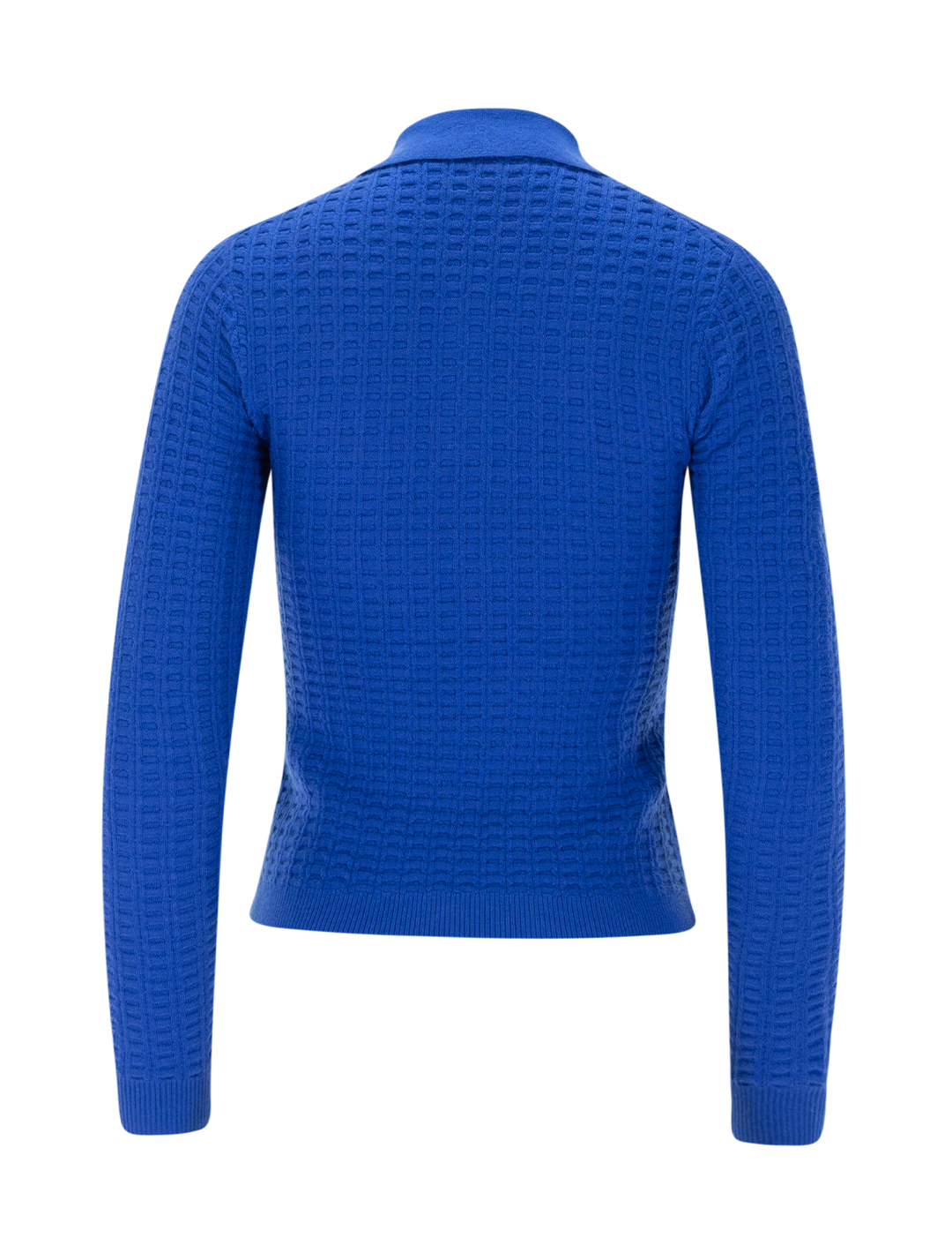 long sleeve shrunken waffle polo in reservoir