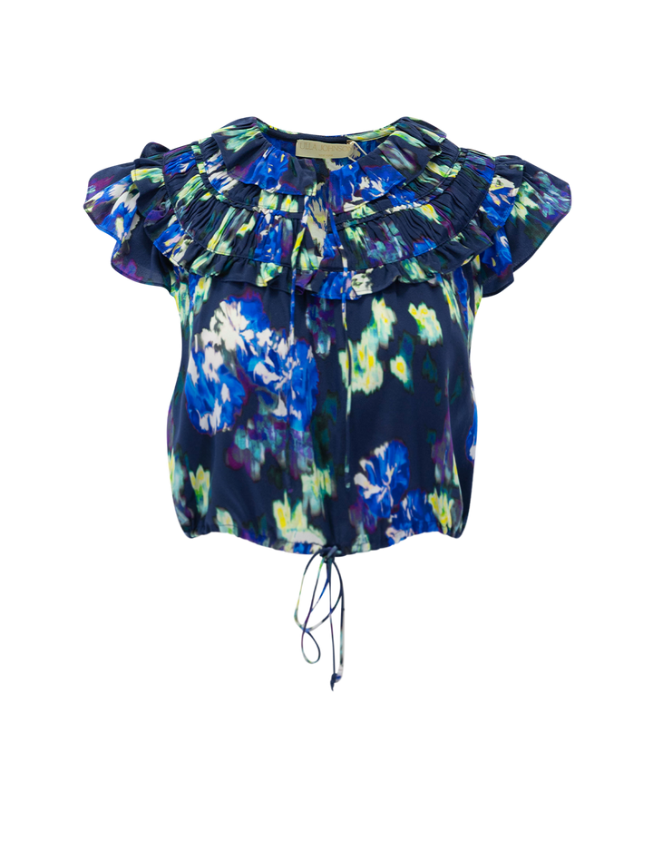 eleonore silk top in evening bloom