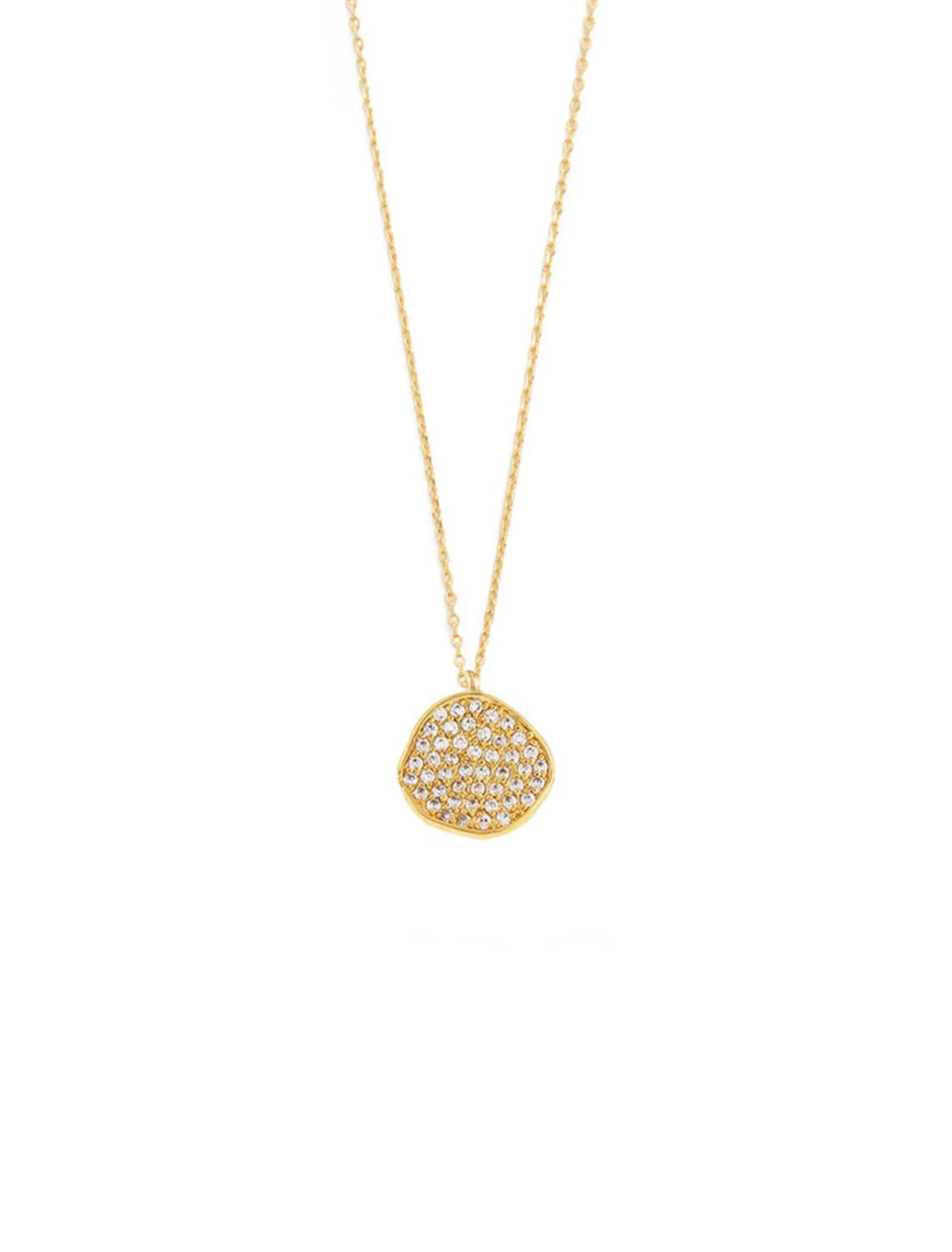 gold and cz organic disc necklace