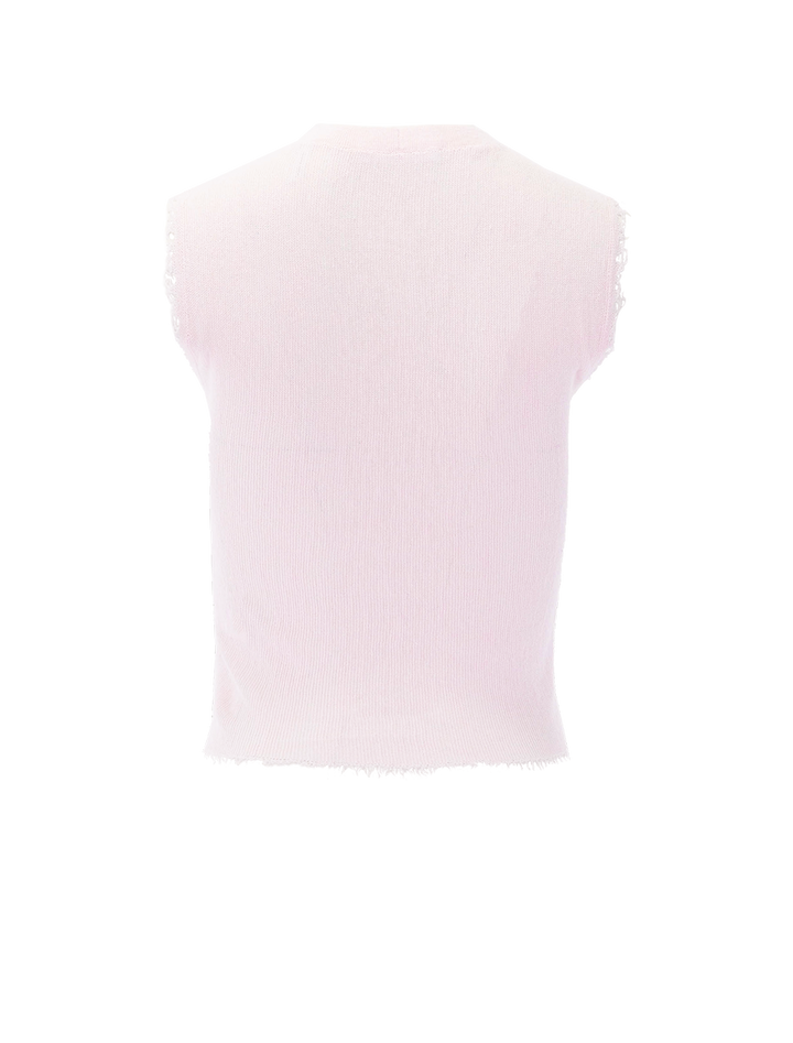 linen crew neck tank in pink