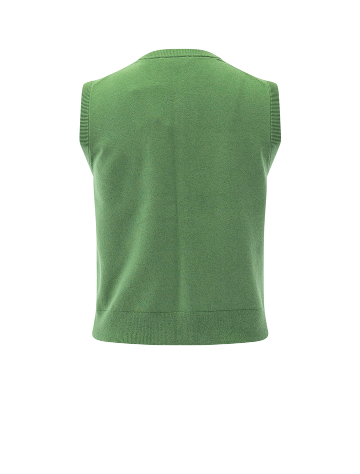 patch pocket cardi tank in garden