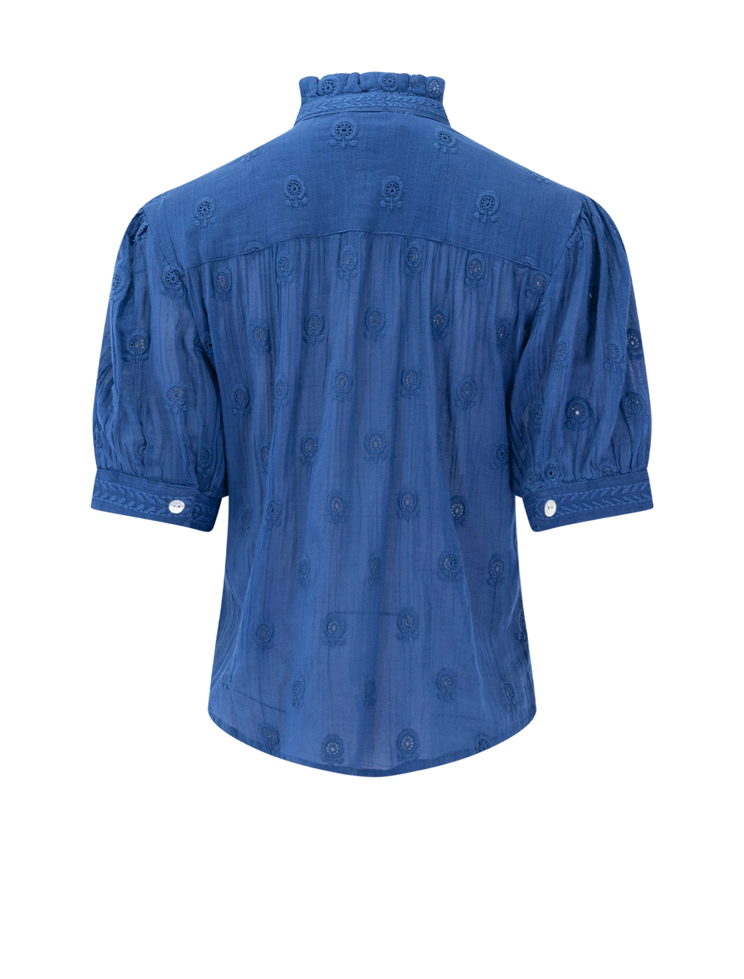 frani embroidered top in cobalt