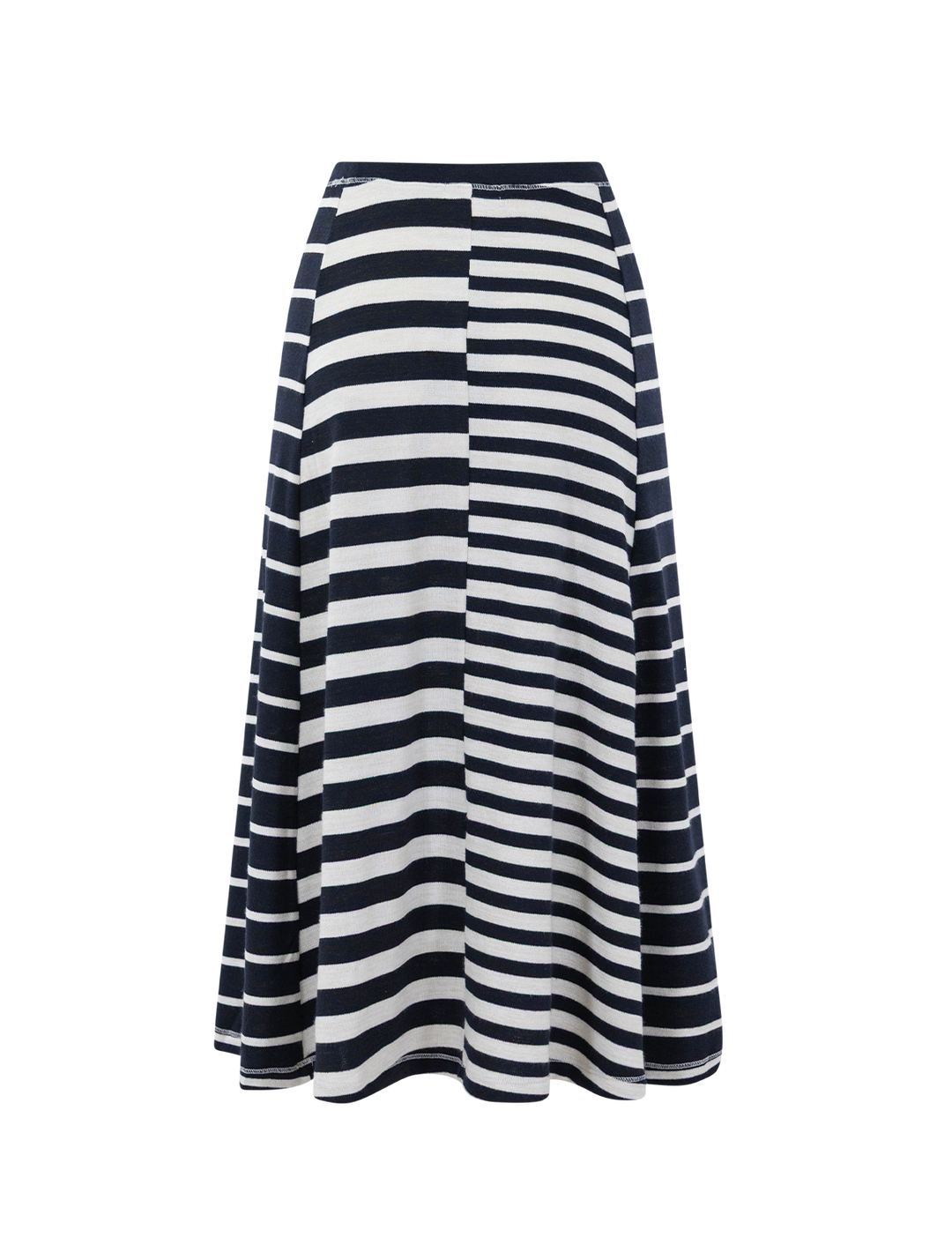the knit mixed stripe skirt in salut navy and white