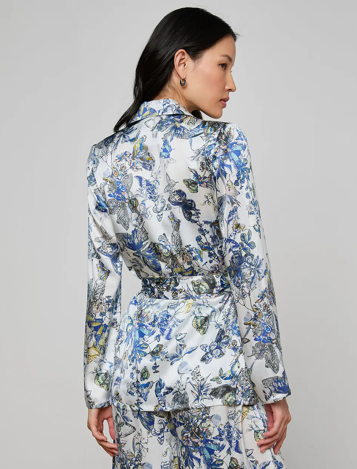 ciara silk robe top in watercolor butterfly