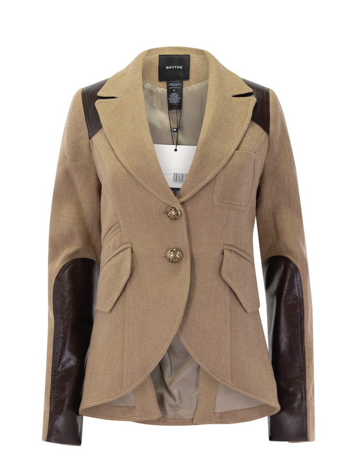 saddle-patch equestrian blazer in toast