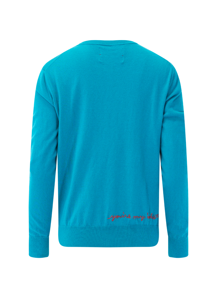 lobster crewneck sweater in teal